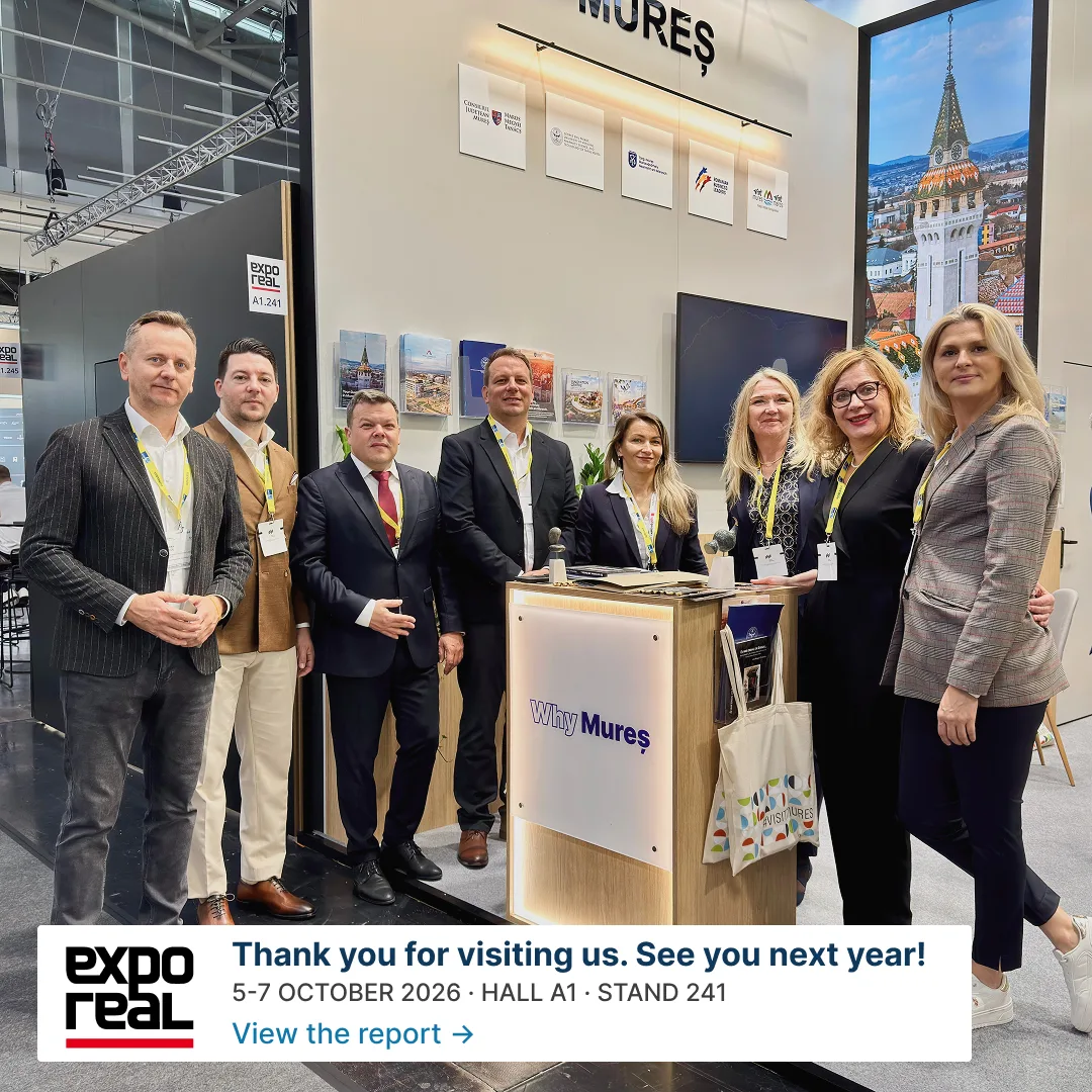 The Why Mureș team at stand A1.241, EXPO REAL München 2026. Thank you for visiting us. See you next year! View the report.